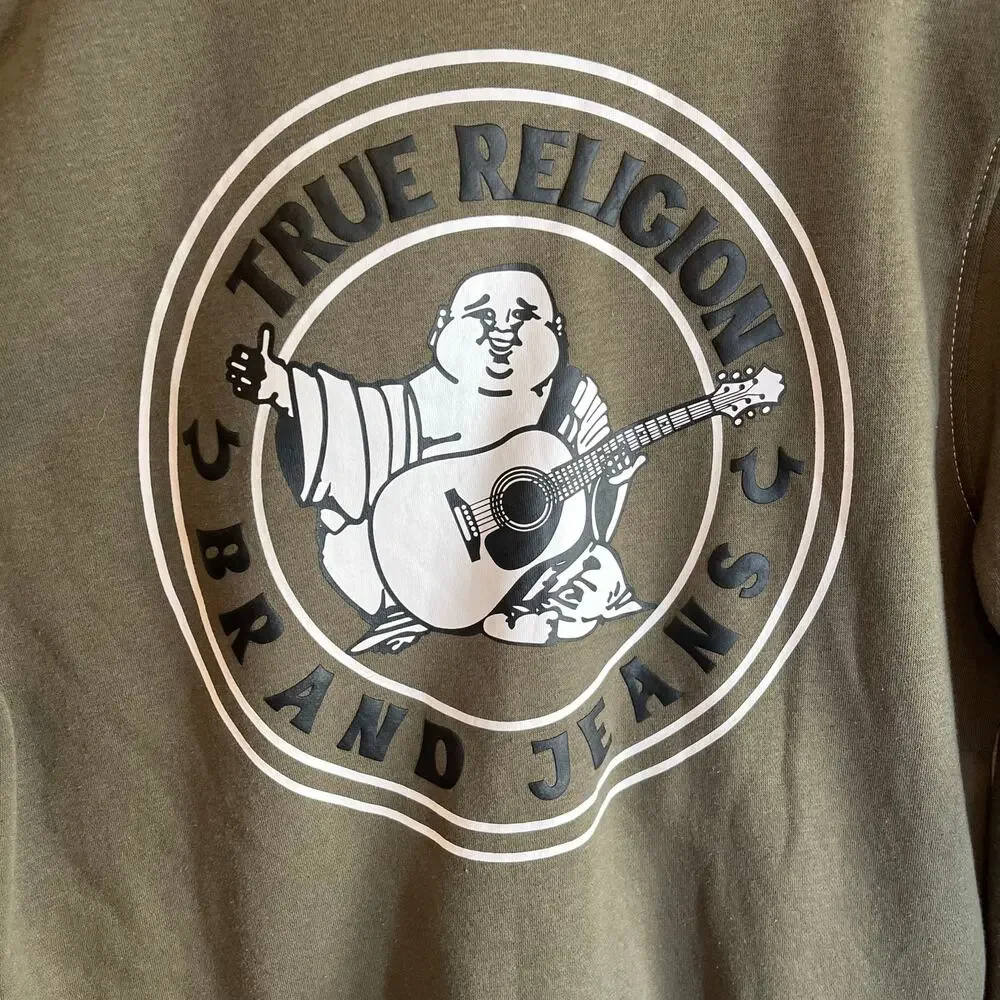 NEW True religion green full zip hoodie with tags smiling Buddha logo size M